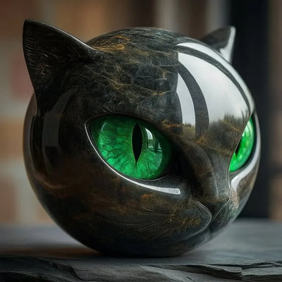 NyxCharm - Sculpture de Tête de Chat Noir Mystique