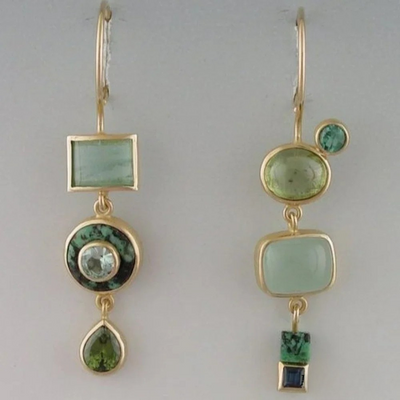 Boucles d'oreilles vintage vertes pendantes