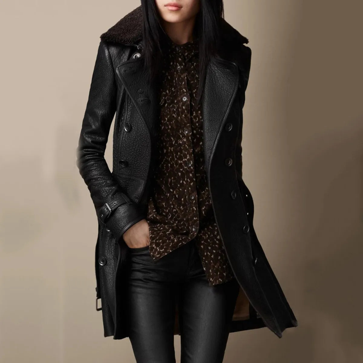 Victoria - Manteau en Cuir Luxueux