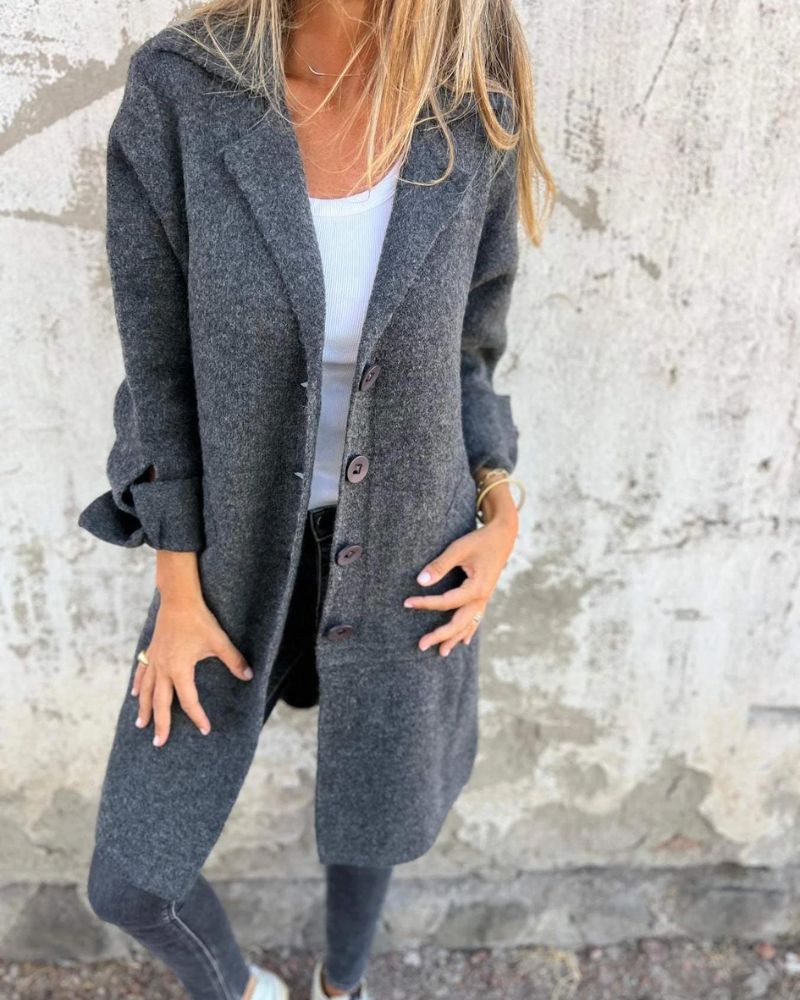 Isabelle - Gilet long décontracté avec revers