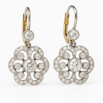 Boucles d'oreilles mandala en cristal vintage