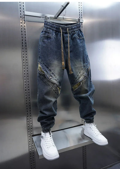 Sylvain - Pantalons Baggy en Denim avec Ceinture