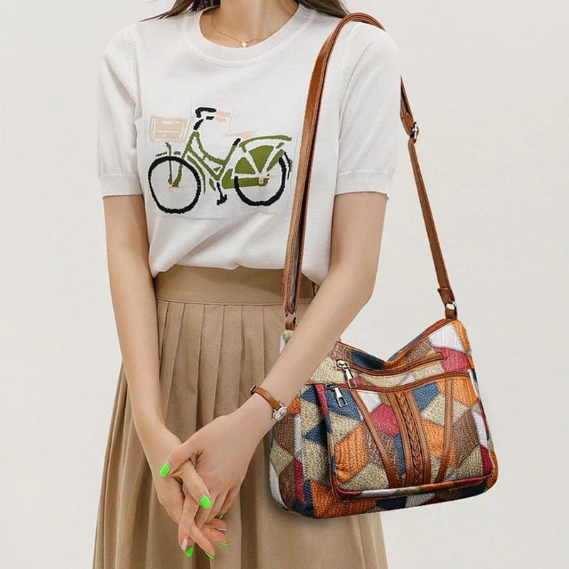 Geneviève - Sac à main en cuir mosaïque