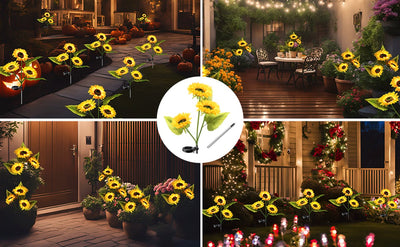 FloralGlow - Lumières de jardin LED Tournesol Solaires