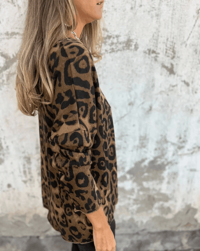 Delphine - Top décontracté femme à imprimé léopard